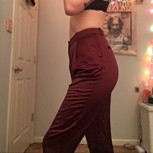 High Waisted Satin Trousers